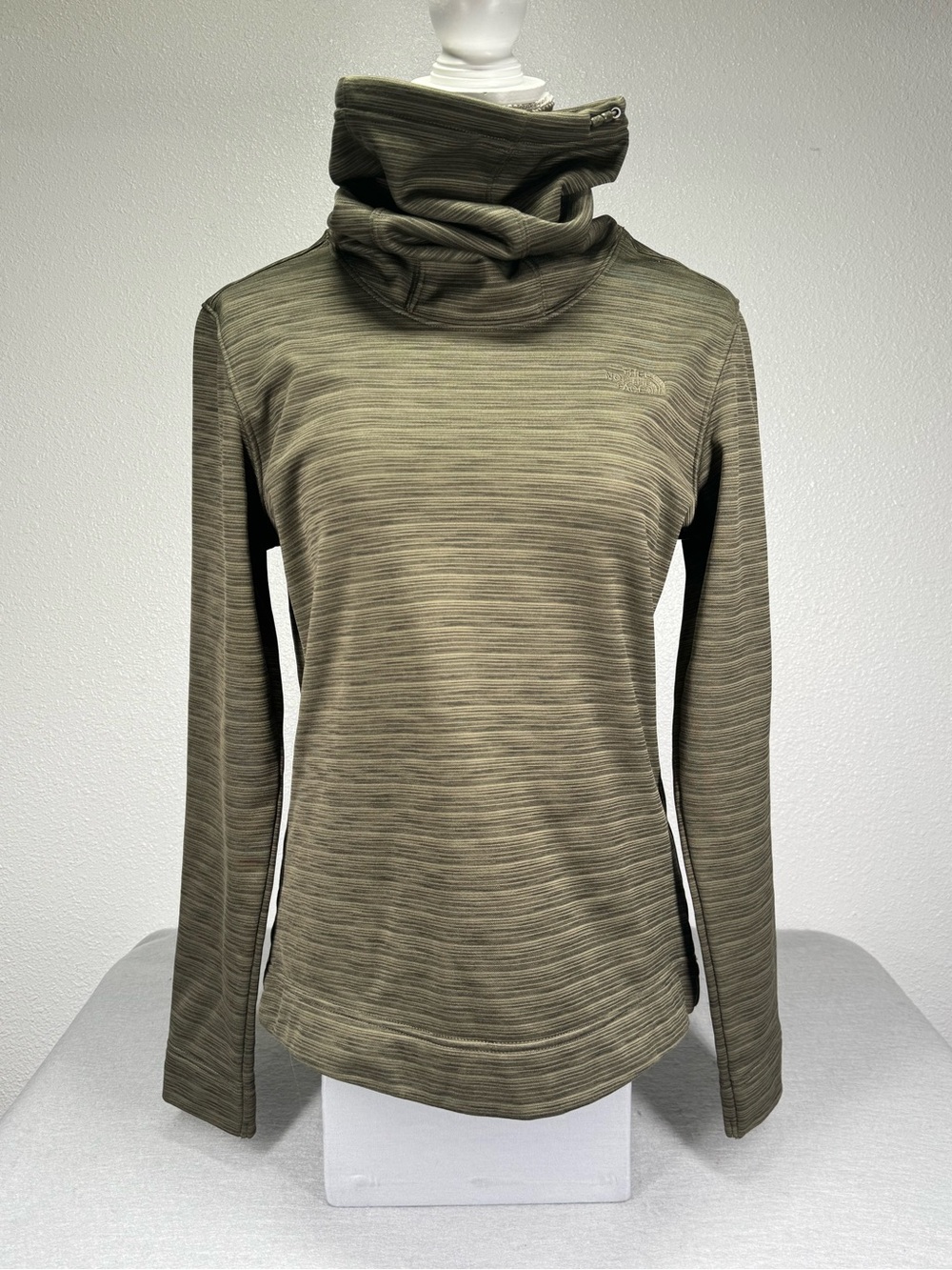 The North Face Fleece Novelty Glacier Pullover Olive Green Cowl Neck Medium